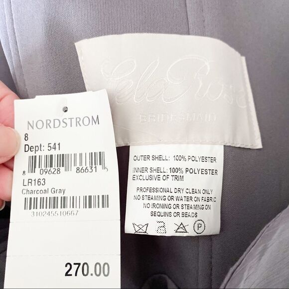 LELA ROSE grey strapless full length crinkle dress - Picture 6 of 8